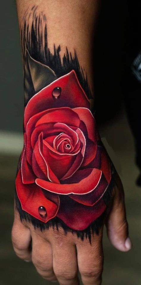 Hand Tattoo Cover Up, Coloured Rose Tattoo, Dark Roses Tattoo, Watercolor Rose Tattoos, Rose Drawing Tattoo, Rose Hand Tattoo, Rose Tattoos For Men, Rose Tattoos For Women, Blue Rose Tattoos