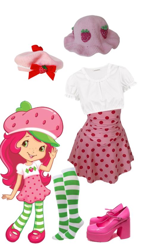 halloween costume Strawberry Shortcake Halloween Costume, Cake Costume, Strawberry Shortcake Outfits, Cartoon Halloween Costumes, Strawberry Shortcake Costume, Halloween Costumes Diy Couples, Classy Halloween Costumes, Classic Halloween Costumes, Pretty Halloween Costumes