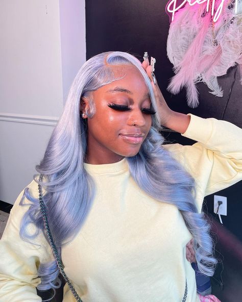 Icy Blue Wig, Blue Lace Wig, Wig Installs, October Books, Frontal Wig Hairstyles, Birthday Hairstyles, Hairdos For Curly Hair, Dope Hairstyles, Business Hairstyles