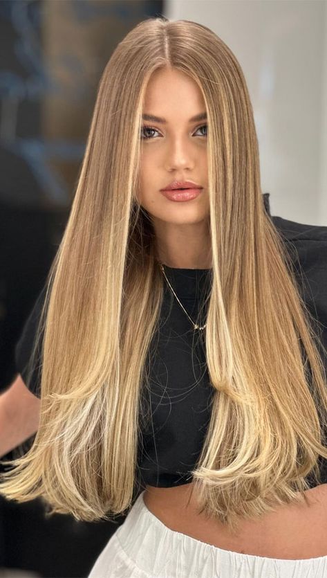 long straight hairstyles, low-maintenance haircuts for long straight hair, Long straight hairstyles for women, Medium long straight hairstyles, long straight hairstyles with layers, long straight hairstyles with bangs Long Layered Hair On Straight Hair, Haircut With Layers For Straight Hair, Cute Haircut Ideas For Long Hair Straight, Balayage, Hair For Medium Length Haircut Straight, Long Face Framing Straight Hair, Straight Long Bangs, Straight Layered Long Hair, Straight Haircut Layers