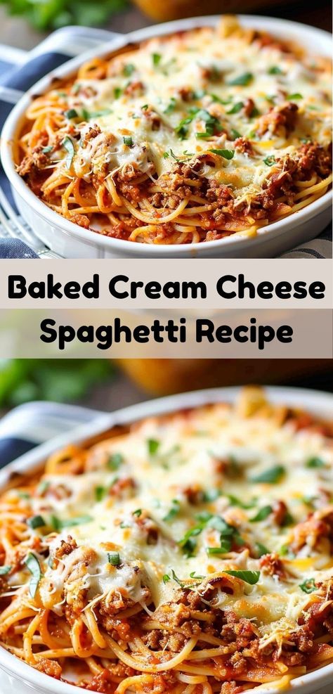 Looking for dinner ideas? Try our Baked Cream Cheese Spaghetti! This easy dinner recipe combines pasta with creamy cheese, making it one of the best spaghetti recipes easy to prepare. Best Spaghetti Recipes, Alfredo Bake Recipe, Easy Baked Spaghetti Recipe, Best Spaghetti Recipe, Beef Italian, Baked Cream Cheese, Cream Cheese Spaghetti, Easy Baked Spaghetti, Spaghetti With Ground Beef