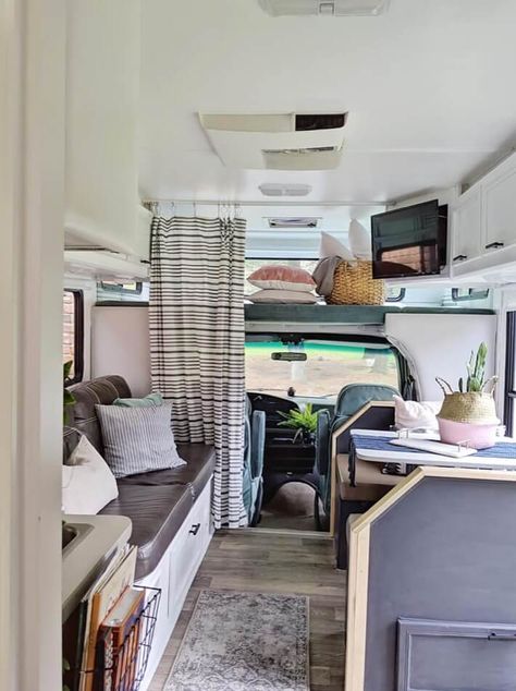 Class A Rv Renovation Ideas, Class C Rv Renovation, Class C Motorhome Makeover, Class C Renovation, Class C Rv Over Cab Storage Ideas, Class A Remodel, Class C Rv Decorating Ideas, Class C Rv Remodel Before And After, Class C Motorhome Remodel