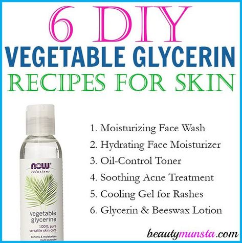 Discover 6 amazing DIY vegetable glycerin recipes for skin in this post! I love vegetable glycerin - it's smooth, silky and very hydrating... Vegetable Glycerin Uses, Glycerin Uses, Moisturizer Recipe, Diy Lotion, Homemade Lotion, Home Remedies For Hair, Skin Complexion, Natural Therapy, Vegetable Glycerin