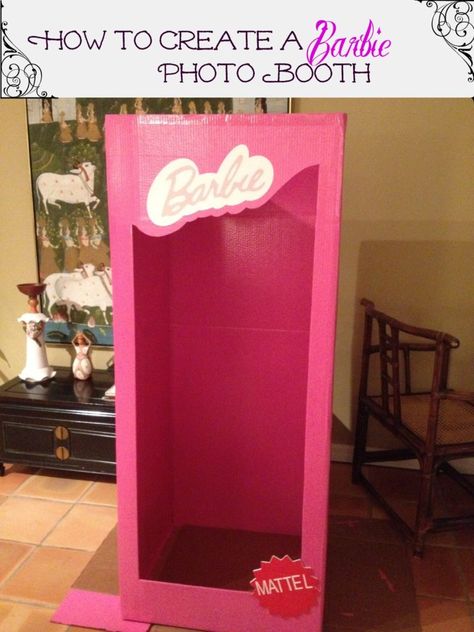 Make a photo booth for a Barbie Party! It's a great photo spot for the guests! Plus, print out photos and put in goodie bags! Barbie Photo Booth, Barbie Bday, Barbie Party Ideas, Barbie Party Decorations, Barbie Theme Party, Birthday Barbie, Fest Temaer, Barbie Box, Barbie Birthday Party