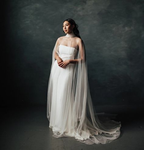 Tulle Bridal Cape // Lyra Cape 1 from Offbeat Wed (formerly Offbeat Bride) Wedding Cape, Offbeat Bride, Bridal Cape, Alternative Wedding, Off White Color, Traditional Wedding, Ny Times, Trending Accessories, Veil