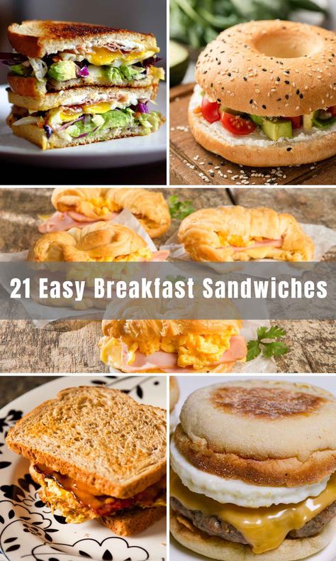 To Go Breakfast, Jimmy Dean Breakfast Sandwiches, Vegetable Sandwiches, Breakfast Sandwich Maker Recipes, Sandwich Buffet, Bagel Sandwiches, Sandwich Maker Recipes, Easy Breakfast Sandwich, Croissant Breakfast Sandwich