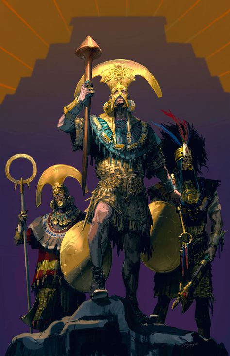 ArtStation - The Last Inca Kings, Hyoung Nam Inca Art, Inca Tattoo, Inca Empire, Aztec Warrior, Aztec Art, Ancient Designs, Mythology Art, Arte Fantasy, 판타지 아트