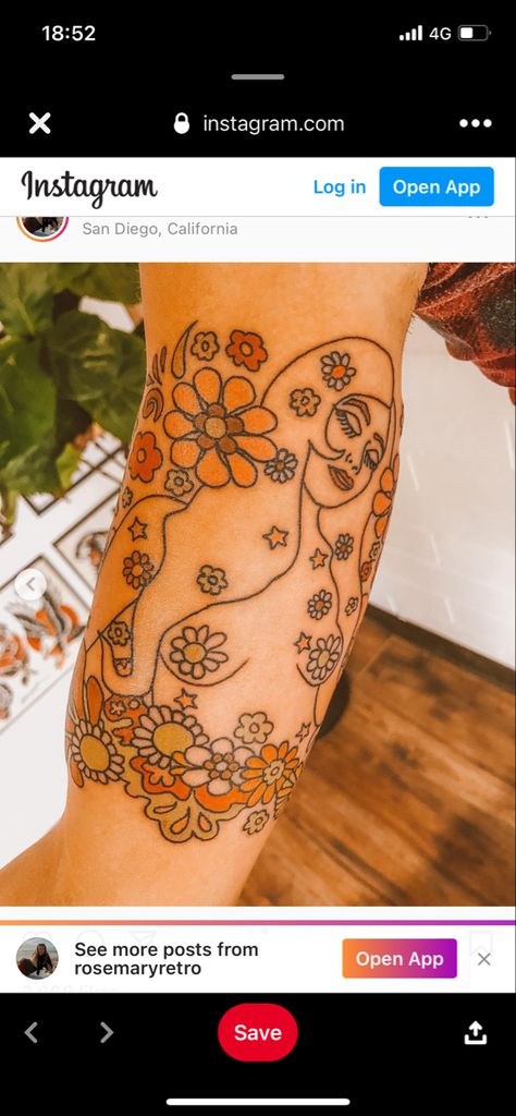 70s Inspired Tattoos, Songs Tattoo, 70s Tattoo Ideas, 70s Tattoo, Tattoo Types, 1970s Aesthetic, Medium Tattoos, Tattoos Inspo, Artistic Ideas