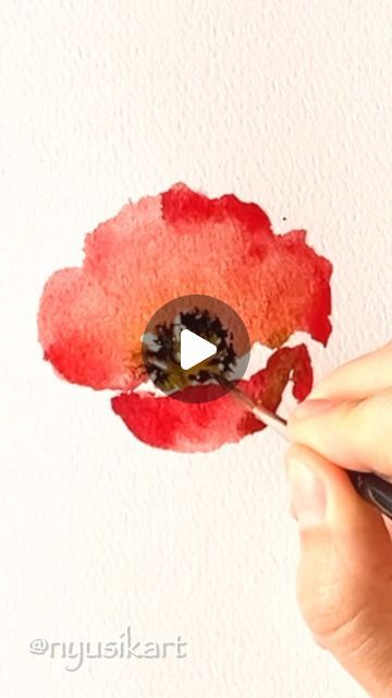 Poppies In Watercolor, Poppy Watercolour Painting, Watercolour Poppies Watercolor Tutorials, Poppies Watercolor Painting, Watercolor Poppy Flower, Watercolor Poppies Tutorial, Akvarel Painting, Red Watercolor Painting, Watercolour Poppies