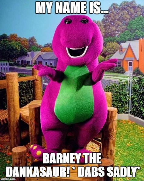 Barney the Dinosaur Barney Meme, Dinosaur Meme, Full Body Puppets, Barney The Dinosaur, Purple Dinosaur, Barney & Friends, Dinosaur Funny, Booker T, Book Community