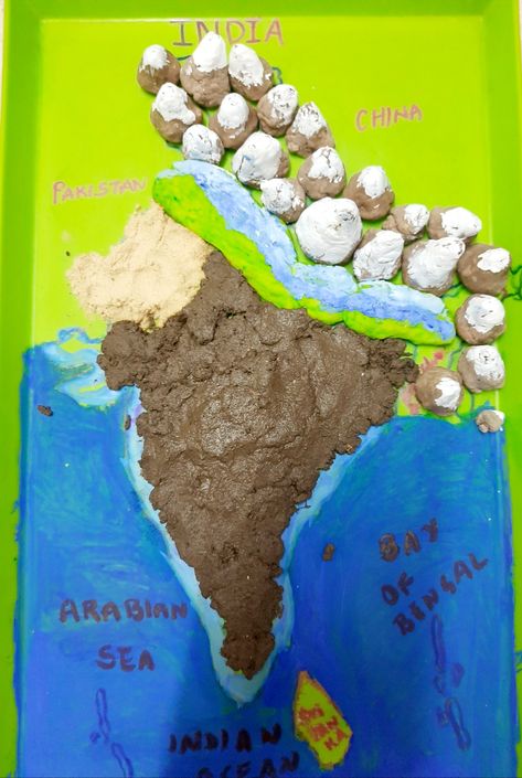 Landforms Of India Project, Land Forms Projects Ideas, Geography Models Project Ideas, Physical Features Of India Project, Collab Ideas, Science Exhibition Projects, Land Forms, Social Science Project, Geography Project