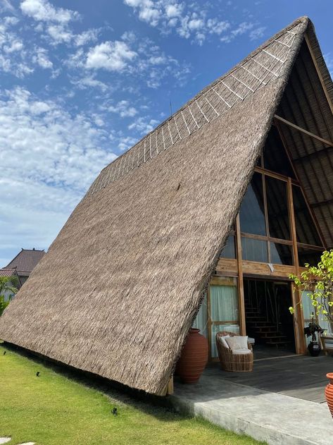 Bali Style Home, Triangle House, Hut House, Coastal Architecture, African House, Bamboo House Design, Jungle House, Thatched House, Bamboo Architecture