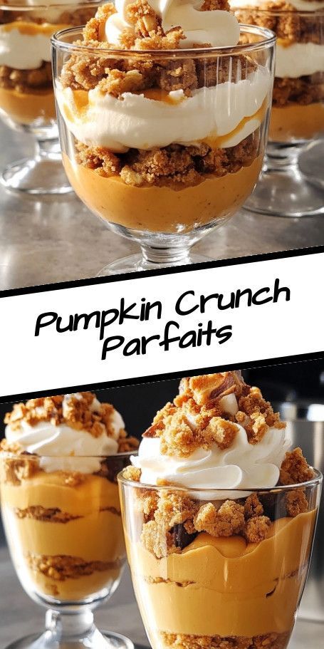 #Pumpkin Crunch Parfaits: Embrace the flavors of fall with these delightful Pumpkin Crunch Parfaits. Perfect for a cozy autumn afternoon, these parfaits layer creamy pumpkin mousse with a satisfying almond and pecan crunch, making every spoonful a delicious treat. #PumpkinParfait #FallDesserts #PumpkinLovers #AutumnRecipes #SweetTreats #DessertRecipes #HomeBaking #LayeredDesserts #FallFlavors #PumpkinDelights Pumpkin Parfait, Pecan Crunch, Pumpkin Crunch, Parfait Desserts, Pumpkin Mousse, Autumn Afternoon, Layered Desserts, Pumpkin Pecan, Fall Treats