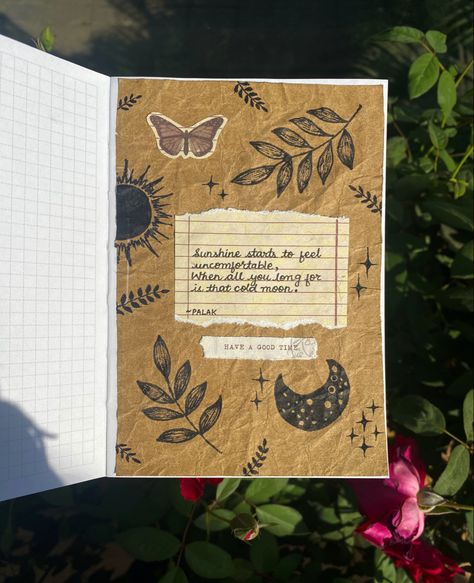 Cottage Core Journal Ideas, Quotes For Journal Covers, Last Page Of Journal, Aesthetic Simple Journal Ideas, Birthday Journal Ideas Aesthetic, Jourling Aesthetic, Simple Journal Design, Diary Creative Ideas, Creative Diary Ideas