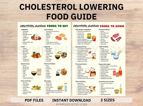 Cholesterol Lowering Food List, Low Cholesterol Foods Guide for Cholesterol Lowering Grocery List Transform your health with our comprehensive cholesterol lowering food guides! Whether you're managing cholesterol levels, promoting health, or simply seeking a vibrant lifestyle, our cholesterol managing foods list has you covered.  ► What's Included - 2 PDF Files - 2 Sizes: 8.27 x 11.69 (A4) & 8.5 × 11 inches (US Letter)  ► How to Order Simply purchase the listing After your payment has been clear Doterra Cholesterol Blend, Low Cholesterol Grocery List, List Of Foods To Lower Cholesterol, Cholesterol Lowering Foods Grocery Lists, Foods For Low Cholesterol, High Cholesterol Foods To Avoid List, Lower Ldl Cholesterol Diet, Low Cholesterol Foods List, How To Lower Cholesterol Naturally