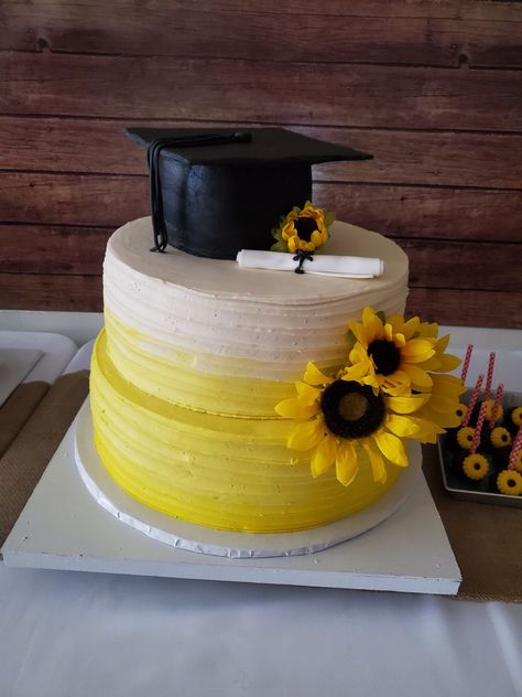 Sunflower Graduation Cakes, Cake Yellow, Graduation Cake, Graduation Cakes, Graduation Party, Sunflower, Cake, Yellow, Quick Saves