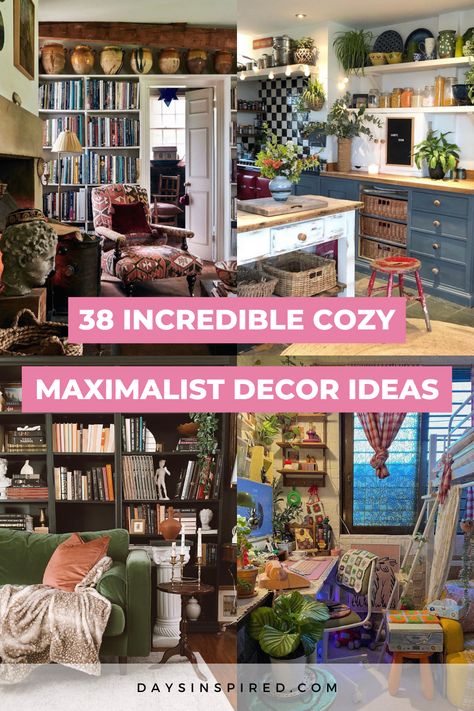 Maximalist Decor Living Room Boho, Maximalist Vintage Living Room, English Maximalist Decor, Farmhouse Maximalist Decor, Mismatch Home Decor, Colorful Whimsical Living Room, Cozy Living Rooms Maximalist, Large Maximalist Living Room, Living Room Ideas Maximalist