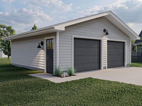 050G-0129: Two-Car Garage Plan; 26'x24' Grey Garage Doors, Detached Garage Designs, Single Garage Door, 2 Car Garage Plans, House Additions, Garage Plans Detached, Garage Guest House, Door Types, Garage Addition