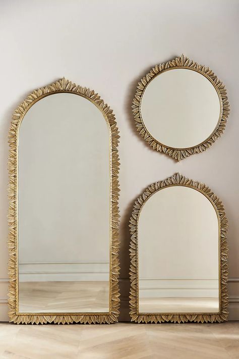 Demeter Round Mirror | AnthroLiving Boho Antique Decor, Antique Floor Mirror, Hallway Home Office, Feng Shui Mirrors, Foyer Mirror, Anthropologie Mirror, Entrance Mirror, Leaning Floor Mirror, Hallway Mirror