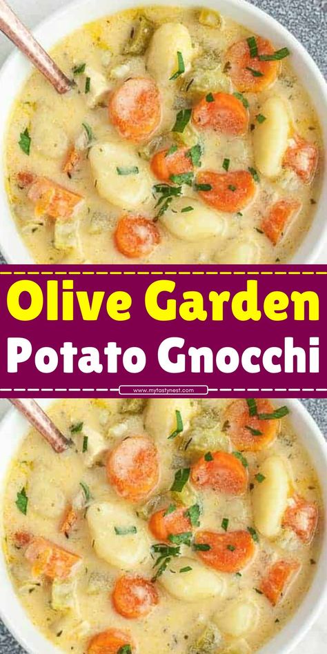 Love Olive Garden’s creamy, comforting Potato Gnocchi soup? 🥣✨ Now you can make it at home with this easy copycat recipe! Soft, pillowy gnocchi, a rich and creamy broth, and savory flavors come together for the ultimate cozy meal. Perfect for dinner or meal prep! Save this recipe and try it today! 🍽️💛 #OliveGardenCopycat #GnocchiSoup #ComfortFood #HomemadeGoodness Potato Gnocchi Soup, Olive Garden Gnocchi, Parmesan Cheese Potatoes, Gnocchi Recipe, Potato Gnocchi, Potato Ricer, Gnocchi Soup, Creamy Parmesan, Parmesan Sauce