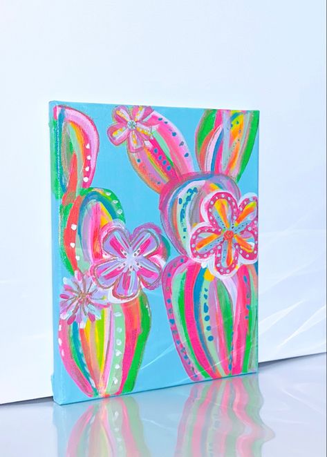 Preppy Beach Painting Ideas, Preppy Canvas Painting Ideas, Preppy Flower Painting, Art Projects To Do, Asthetic Paintings For Teens, Simple Art Painting Ideas Canvases, Preppy Art Ideas, Painting Ideas Preppy, Girly Painting Ideas