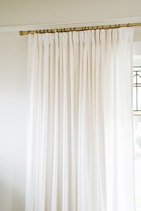 IKEA Hack: How to Make Inexpensive Curtains Look Like Custom Drapes Inexpensive Curtains, Ikea Curtains, White Drapes, Custom Drapery, Custom Drapes, Pleated Curtains, White Curtains, Curtain Designs, Hanging Curtains