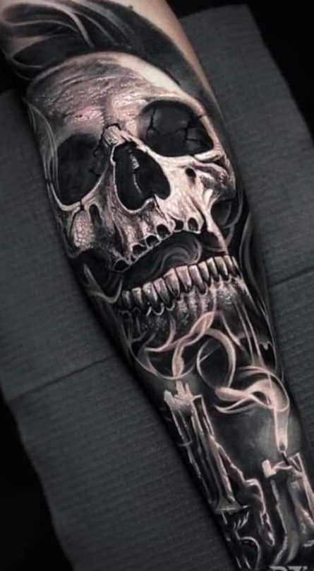 Skeleton Leg Sleeve, Skull With Candle Tattoo, Skull Arm Tattoo Men, Skull Sleeve Tattoos For Men, Skull And Candle Tattoo, Skull Sleeve Tattoos For Guys, Demon Skull Tattoo Design, Skull Candle Tattoo, Samurai Skull Tattoo