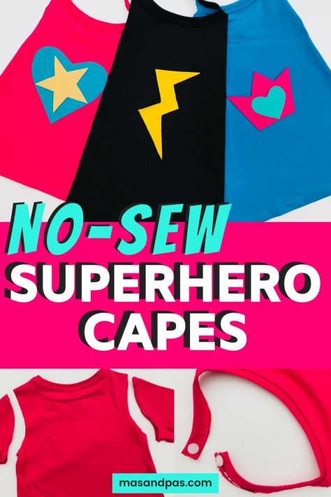 Easy Superhero Costumes, Diy Superhero Cape, Superhero Capes For Kids, Carnaval Diy, Diy Superhero Costume, No Sew Cape, Superhero Dress Up, Super Hero Capes For Kids, Costume Homemade