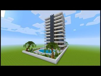 Minecraft: How To Build a Modern Hotel | PART 1 - YouTube Minecraft Hotel Build, Minecraft Hotels Ideas, Minecraft Hotel, Modern Lobby, Minecraft City Buildings, Minecraft Tutorials, Minecraft House Plans, Minecraft Modern, City Ideas