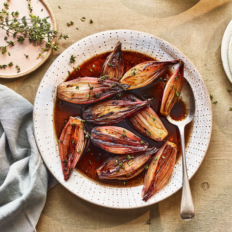 These sweet shallots will impress your guests and pair beautifully with any roast dinner. Ox Cheek Recipes, Asda Recipes, Dinner Ingredients, Roast Dinner, Vegetarian Paleo, Shallots, Grocery List, Balsamic Vinegar, Unsalted Butter