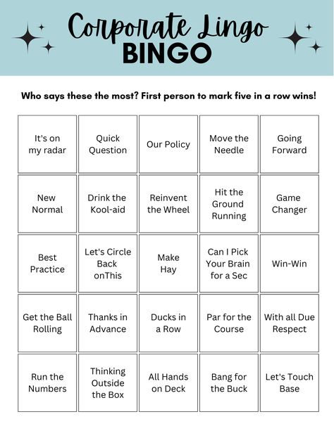 Office Bingo Ideas, Restaurant Games For Employees, Work Meeting Theme Ideas, Virtual Office Games, Virtual Team Games For Work, Work Games For Staff, Office Games Team Building, Workplace Games, Employee Engagement Games