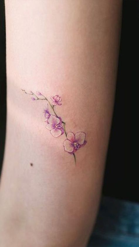 Vine Watercolor, Arm Tattoo Ideas For Women, Orchid Flower Tattoos, Wildflowers Tattoo, Arm Tattoo Ideas, Orchid Tattoo, Watercolor Tattoo Flower, Shape Tattoo, Vine Tattoos