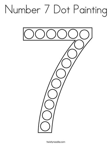 Number 7 Dot Painting Coloring Page - Twisty Noodle Number 7 Dot Painting, Number 17 Crafts For Preschoolers, Number 2 Dot Painting, Preschool Number 7 Activities, Dot Painting Numbers, Number Seven Activities For Preschool, Number 7 Coloring Page, Number 6 Crafts For Toddlers, Number 7 Activity For Preschool