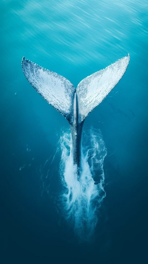 Whale tail in the ocean mobile phone wallpaper - by MW. ⋆⁺₊⋆ Here to share my artwork & make personalized wallpaper requests! ⋆⁺₊⋆ Whale Photos, Ocean Creatures Art, Ocean Mobile, Shark In The Ocean, Whale Drawing, Whale Painting, Mobile Phone Wallpaper, Personalized Wallpaper, Whale Tattoos