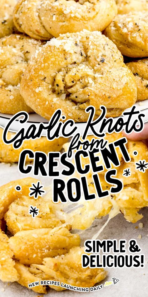 Garlic Knot Appetizer, Croissant Garlic Knots, Garlic Bread Out Of Crescent Rolls, Recipe For Crescent Roll Dough, Crescent Roll Recipes Garlic Knots, Garlic Cresent Rolls Pillsbury, Garlic Bread Using Crescent Rolls, Cresent Roll Garlic Knots Easy Recipes, Croissant Garlic Bread Crescent Rolls