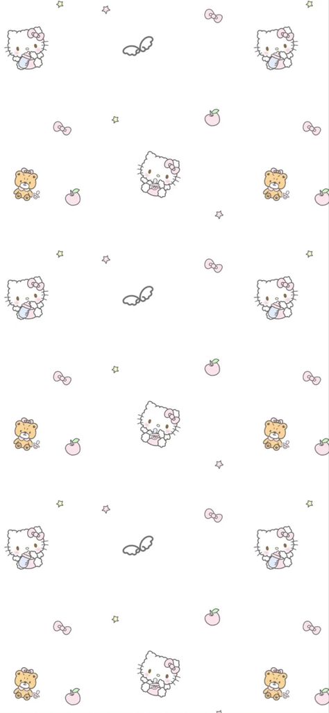 White Sanrio Background, White Hello Kitty Wallpaper, Sanrio Background, Teddy Bear Wallpaper, Screen Lock, Hello Kitty Backgrounds, Sanrio Wallpaper, Iphone Wallpaper Themes, Digital Painting Tutorials