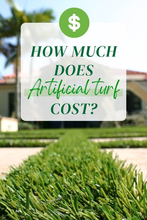 Picture of artificial turf with text "how much does artificial turf cost?"