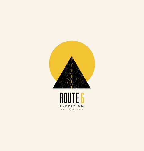 Route 6 Supply Co. logo by Chloe Cerami  Tags: sun, road, hipster, grain, yellow Road Graphic Design, Travel Logo Design Ideas, Yg Logo, Path Logo, Journey Logo, Road Logo, Express Logo, Resort Logo, Co Logo