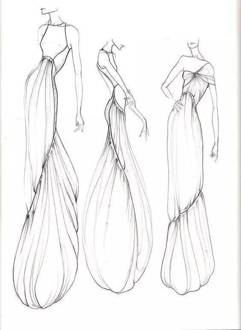 Fashion Illustration, Sketch, Pencil, Hair, Dresses