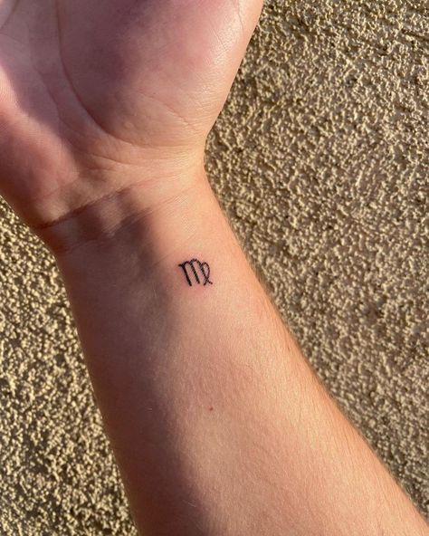 awesome 23 Virgo Tattoos for Zodiac Enthusiasts in 2021 Virgo Zodiac Tattoo For Women, Tattoos Virgo Zodiac, Virgo Tattoo Wrist, Mini Virgo Tattoo, Zodiac Virgo Tattoos, Virgo Small Tattoo Ideas, Dainty Virgo Tattoos, Virgo Wrist Tattoo, Virgo Tattoo Aesthetic