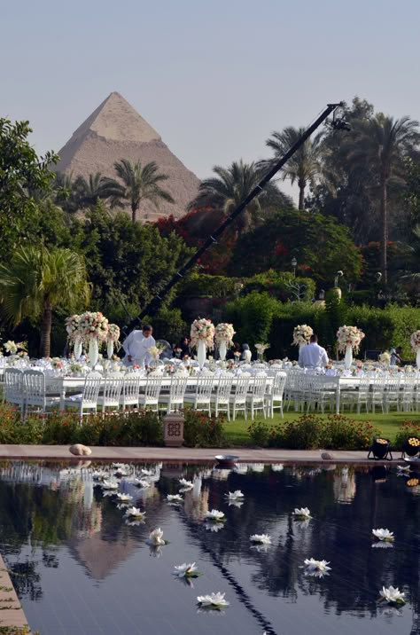 Egypt Wedding Venues, Pyramids Wedding, Wedding Egypt, Pyramid Wedding, Egypt Wedding, Egyptian Wedding, Wedding Ambiance, Muslimah Wedding Dress, Dubai Wedding