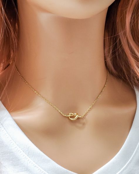 Jesus Jewelry, Gold Neck Chain, Double Circle Necklace, Interlocking Circle Necklace, Feminine Necklace, Mini Love, Gift For Valentines Day, Jewelry Heart, Love Knot Necklace