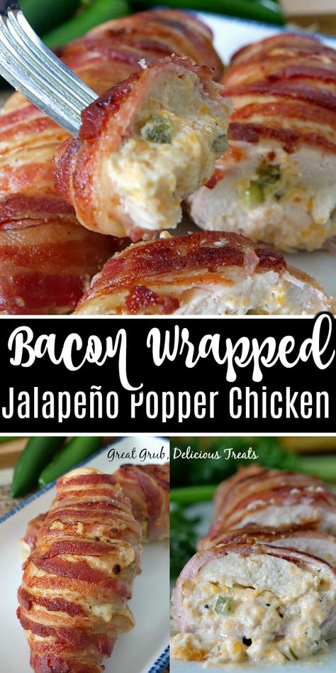 Bacon Wrapped Jalapeño Popper Chicken, Baked Chicken With Cream Cheese And Bacon, Bacon Wrapped Jalapeno Chicken, Bacon Wrapped Cream Cheese Jalapenos, Jalepeno Chicken Crockpot Recipes, Bacon Wrapped Ranch Chicken, Jalapeno Popper Chicken Roll Ups, Chicken Pickle Cheese Wrapped In Bacon, Pepper Jelly Bacon Wrapped Chicken