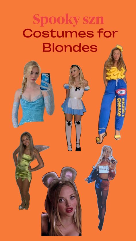 Blonde costume idea’s, if u are brunette there will also be a post about costumes for brunettes, Hope this helped! Costumes For Blondes, Costumes For Brunettes, Kraft Cheese, Brunettes, Blonde