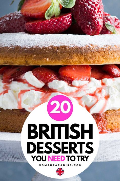 Classic English Desserts, Pub Desserts, Traditional British Food, British Recipes, English Dessert Recipes, British Snacks, English Dishes, British Sweets, British Pudding