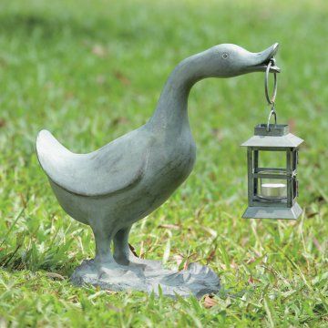 Duck with Lantern Stone Garden Statues, Campania International, Outdoor Water Feature, Final Fantasy X, Stone Garden, Garden Statue, Animal Statues, Cast Stone, Outdoor Statues