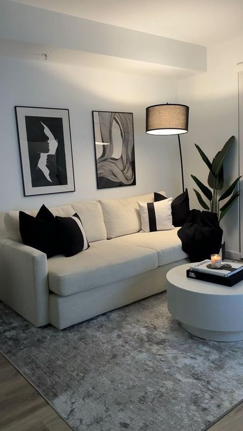 Home decor, apartment tour, home tour, minimal style Apartment Decor Inspiration Black, Lux Apartment Decor, Modern Apartment Black And White, Modern Nyc Apartment Decor, Small Apartment Inspo Aesthetic, White And Black Apartment Aesthetic, Black And White Living Room Aesthetic, Black And White House Aesthetic, Minimalist Apartment Decor Ideas