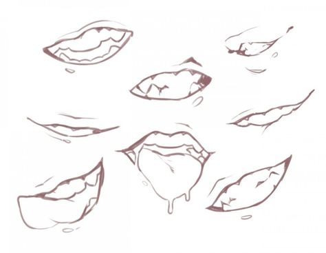 Drawing Face Expressions, Lip Drawing, Mouth Drawing, 얼굴 그리기, Lips Drawing, Drawing Expressions, Anime Drawings Tutorials, Anatomy Art, Art Poses