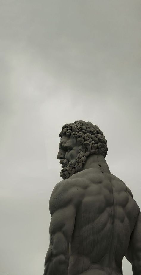 Greek God Wallpaper Aesthetic, Greek God Sculptures, Hercules Statue, Aesthetic Statue, Greek Mythology Statue, Gym Wallpaper, Ancient Greek Sculpture, Greek Statues, Rennaissance Art