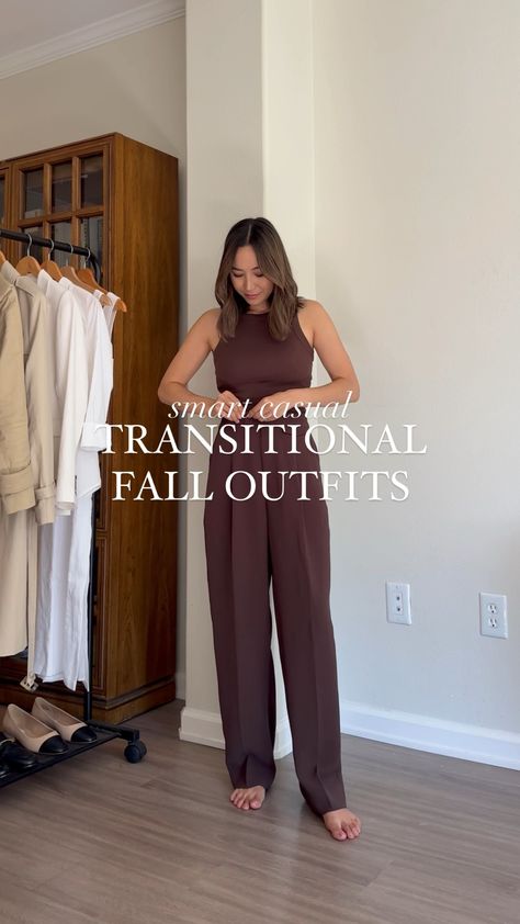 Brightside Tank Top curated on LTK Fall Tank Top Outfits, Brown Tank Top Outfit, Brown Wide Leg Pants Outfit, Brown Wide Leg Pants, Fall Tank Tops, Tank Top Outfit, Older Women's Hairstyles, Wide Leg Pants Outfit, Brown Tank Top